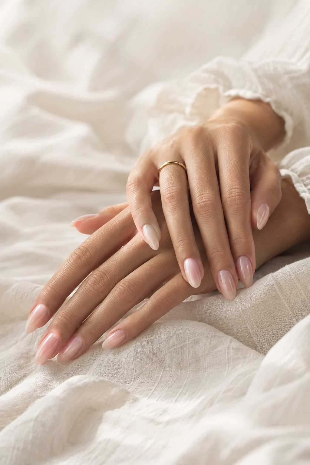 Sheer pink manicure
